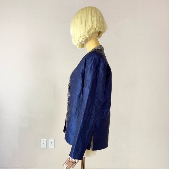 Isabel Marant quilted Blue Jewel Embellishment Jacket SZ 6 - Picture 3 of 10